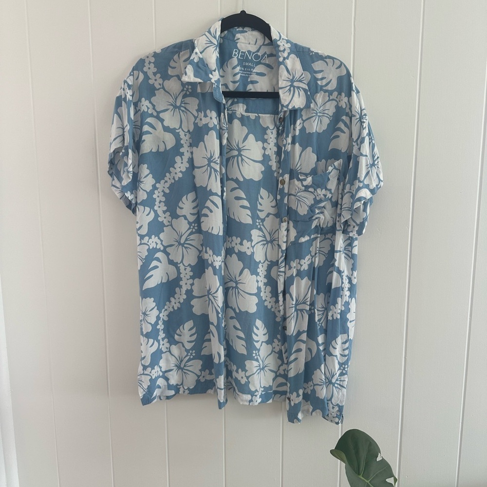 Benoa Swim Blue Hawaiian Aloha Shirt